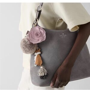 🌸💐KATE SPADE 3D FLORA FLOWER Rose COIN PURSE KEYCHAIN BAG CHARM New with tag